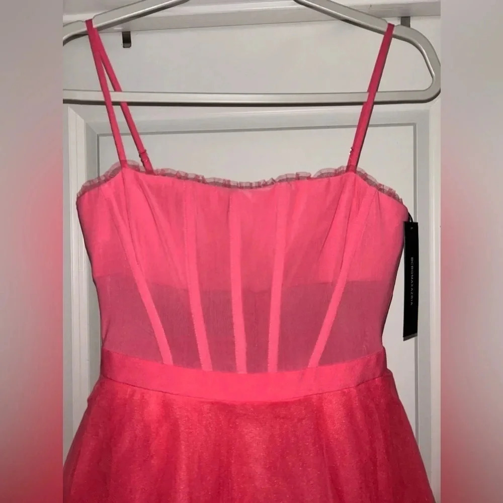 BCBGMAXAZRIA Marian Bustier Coral Fit and Flare Corset Evening Dress. Size 4 - Picture 7 of 12